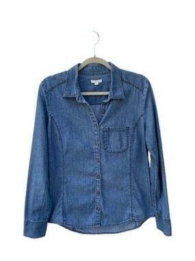 Caslon Classic Cotton Denim Button Up Shirt Size xs